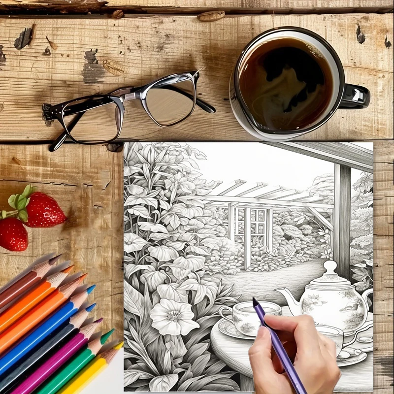 Tea In The Gardens Coloring Bo - Chalk Bag recension och pris