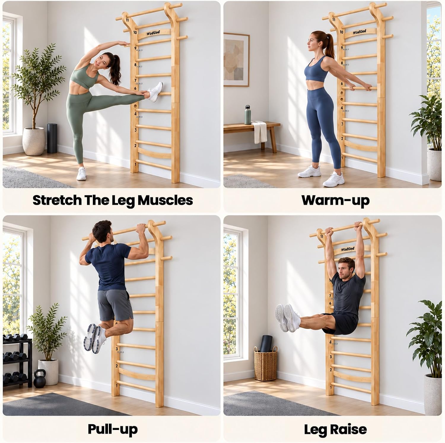 Wood Swedish Ladder Stall Bar  - Pull Up Bar recension och pris