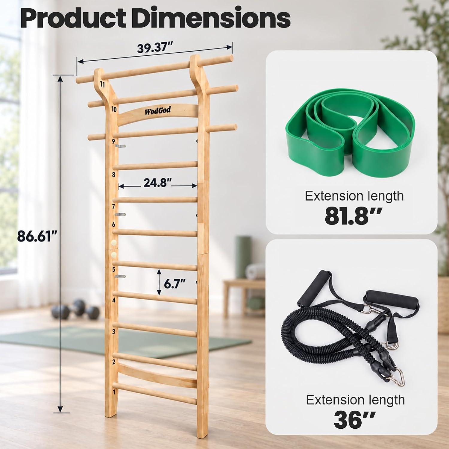 Wood Swedish Ladder Stall Bar  - Pull Up Bar recension och pris
